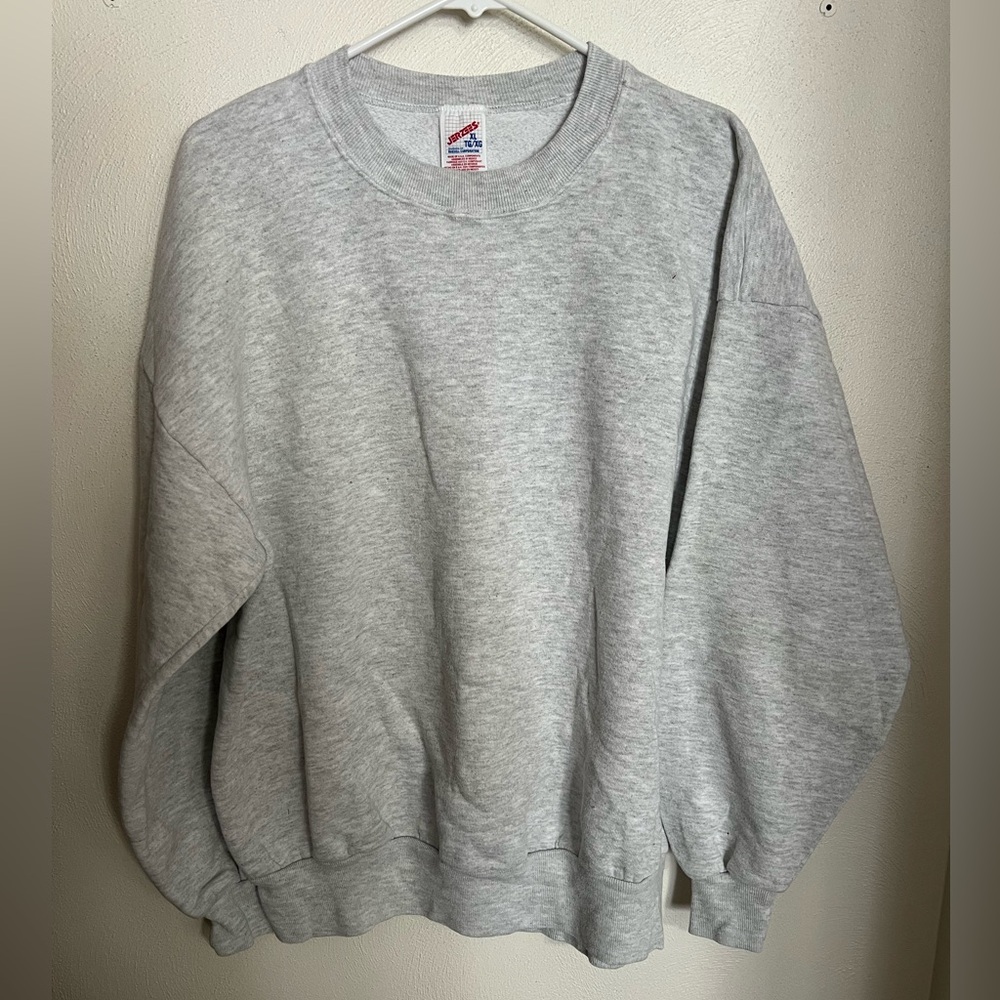 JERZEES Classic‎ Vintage Cotton Blend Crewneck Casual Fleece Crewneck Grey Sz XL
